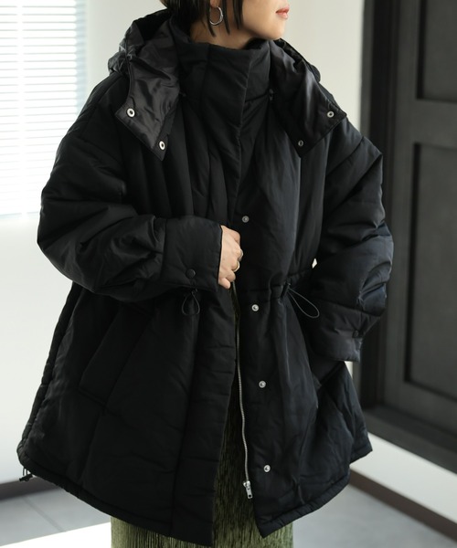 ap retro（アプレトロ）の「フードパディングスタンドビッグブルゾン/パディングコート/モンスターコート（ダウンジャケット/コート・レディース・オフホワイト/アイボリー/ブラック・FREE）」の21枚目の写真