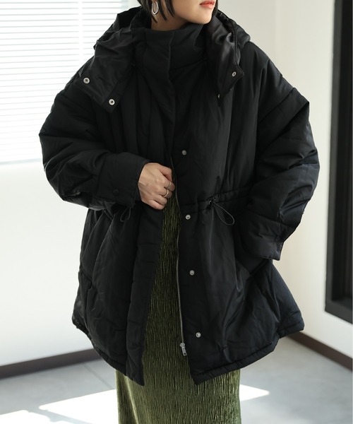 ap retro（アプレトロ）の「フードパディングスタンドビッグブルゾン/パディングコート/モンスターコート（ダウンジャケット/コート・レディース・オフホワイト/アイボリー/ブラック・FREE）」の22枚目の写真