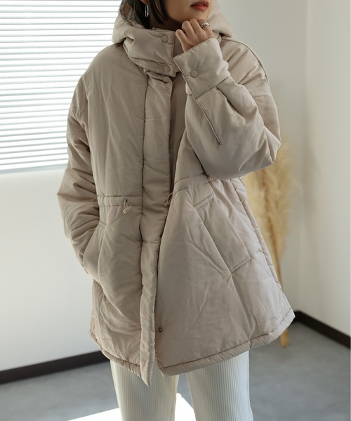 ap retro（アプレトロ）の「フードパディングスタンドビッグブルゾン/パディングコート/モンスターコート（ダウンジャケット/コート・レディース・オフホワイト/アイボリー/ブラック・FREE）」の13枚目の写真