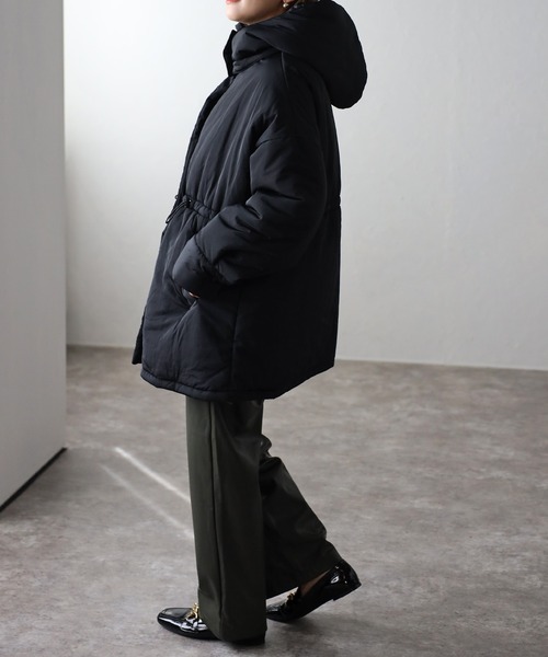 セール】フードパディングスタンドビッグブルゾン/パディングコート