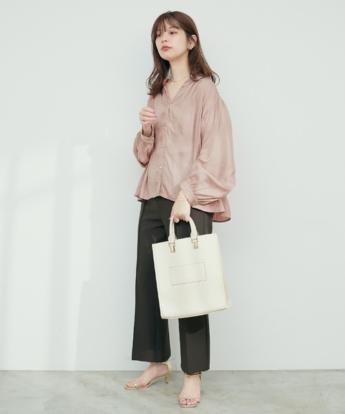 マット釦とろみサテンブラウス（シャツ/ブラウス）｜natural couture