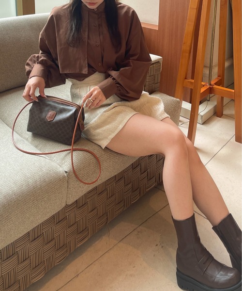 Ambre Ciel(アンブルシエル)の「ケープバンドカラーシャツ/【WEB/EC限定商品】(シャツ/ブラウス・レディース・ダークブラウン/オフホワイト・FREE)」の16枚目の写真