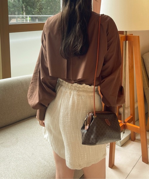 Ambre Ciel(アンブルシエル)の「ケープバンドカラーシャツ/【WEB/EC限定商品】(シャツ/ブラウス・レディース・ダークブラウン/オフホワイト・FREE)」の13枚目の写真