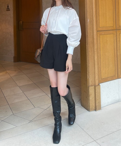 Ambre Ciel(アンブルシエル)の「ケープバンドカラーシャツ/【WEB/EC限定商品】(シャツ/ブラウス・レディース・ダークブラウン/オフホワイト・FREE)」の8枚目の写真