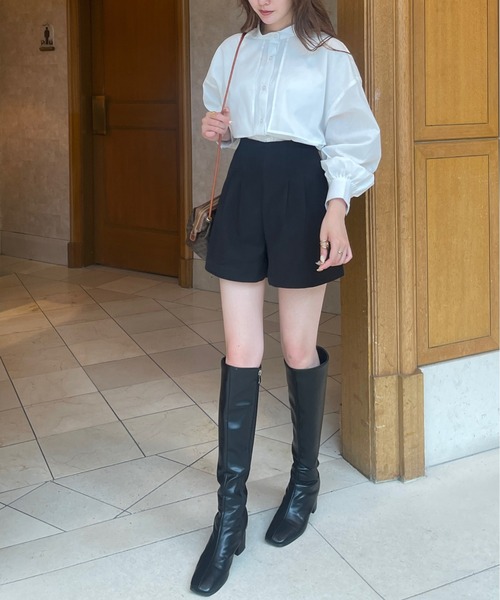 Ambre Ciel(アンブルシエル)の「ケープバンドカラーシャツ/【WEB/EC限定商品】(シャツ/ブラウス・レディース・ダークブラウン/オフホワイト・FREE)」の10枚目の写真