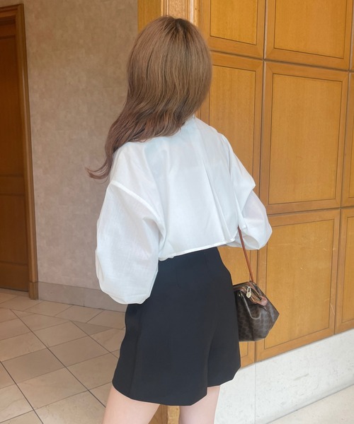 Ambre Ciel(アンブルシエル)の「ケープバンドカラーシャツ/【WEB/EC限定商品】(シャツ/ブラウス・レディース・ダークブラウン/オフホワイト・FREE)」の5枚目の写真