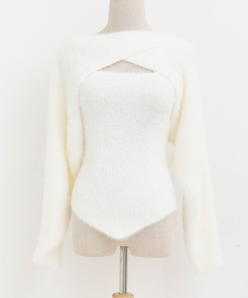 Crea titty&Co. PETIT（クレアティティーアンドコープチ）の「【Crea titty&Co.PETIT 】デコルテオープンニットトップス（ニット/セーター・レディース・ホワイト/ブラック・FREE）」の13枚目の写真