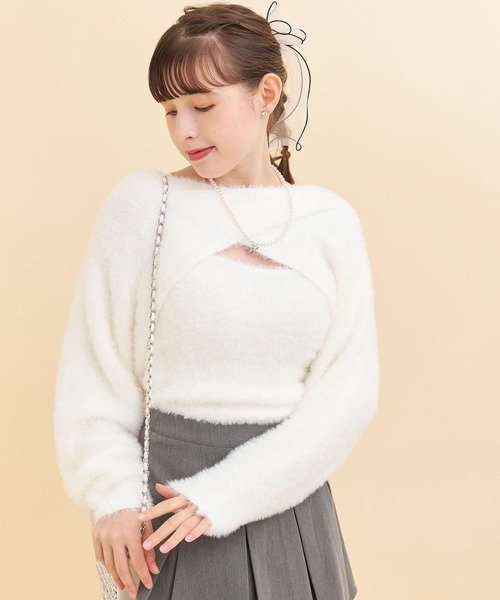 Crea titty&Co. PETIT（クレアティティーアンドコープチ）の「【Crea titty&Co.PETIT 】デコルテオープンニットトップス（ニット/セーター・レディース・ホワイト/ブラック・FREE）」の8枚目の写真