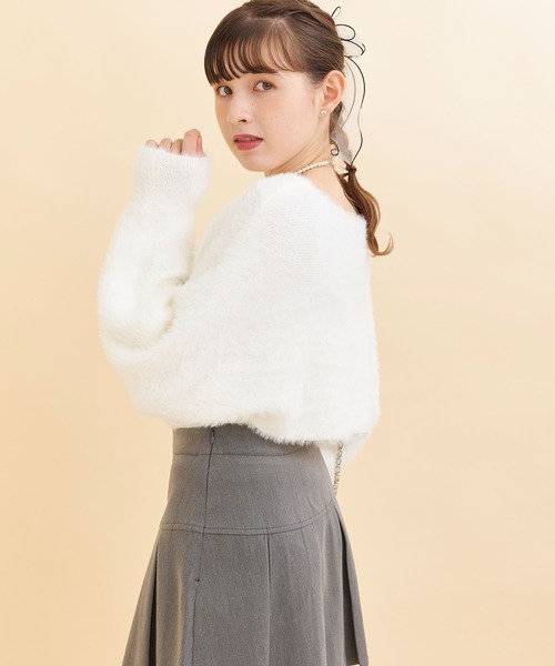 Crea titty&Co. PETIT（クレアティティーアンドコープチ）の「【Crea titty&Co.PETIT 】デコルテオープンニットトップス（ニット/セーター・レディース・ホワイト/ブラック・FREE）」の10枚目の写真
