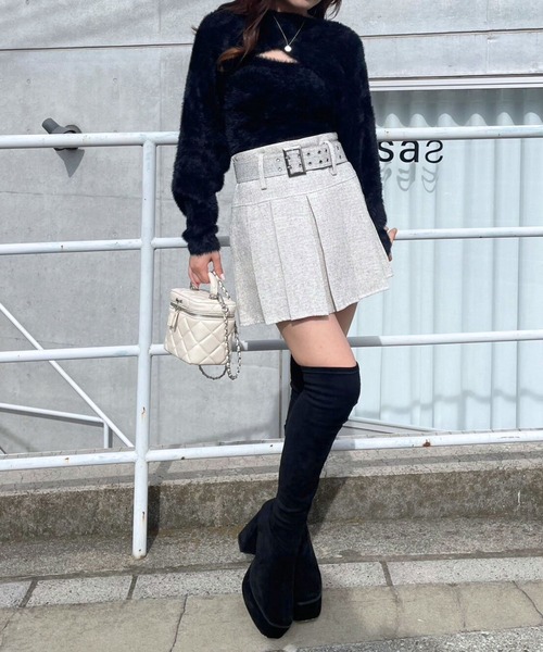 Crea titty&Co. PETIT（クレアティティーアンドコープチ）の「【Crea titty&Co.PETIT 】デコルテオープンニットトップス（ニット/セーター・レディース・ホワイト/ブラック・FREE）」の20枚目の写真