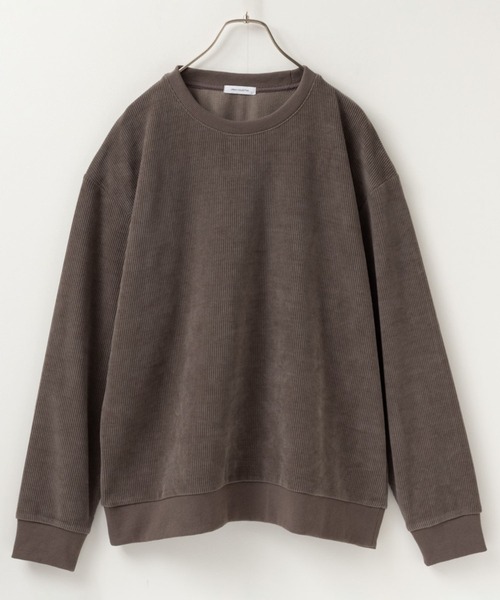 URBAN COLLECTION（アーバンコレクション）の「URBAN COLLECTION 針抜きモールクルーネックトレーナー（スウェット・メンズ・グレイッシュベージュ/ブラウン系その他/ブラック・M/XL/L）」の3枚目の写真