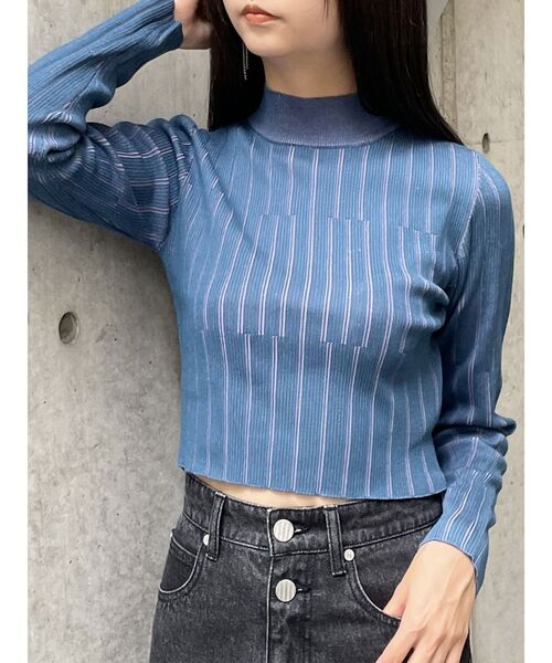 MURUA（ムルーア）の「ランダムリブニット（ニット/セーター・レディース・グレー/ブラック/マスタード/ブルー・FREE）」の4枚目の写真