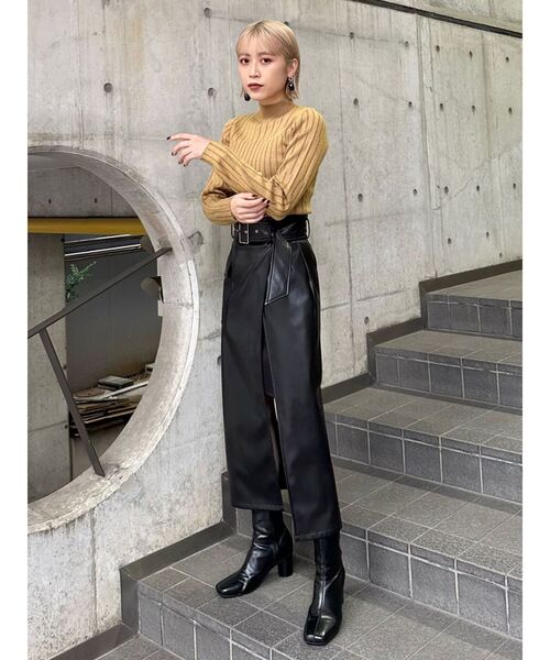 MURUA（ムルーア）の「ランダムリブニット（ニット/セーター・レディース・グレー/ブラック/マスタード/ブルー・FREE）」の13枚目の写真