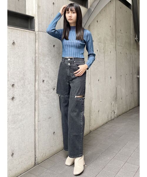 MURUA（ムルーア）の「ランダムリブニット（ニット/セーター・レディース・グレー/ブラック/マスタード/ブルー・FREE）」の16枚目の写真