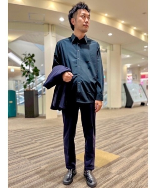 パーフェクトスーツファクトリー Perfect Suit FActory 配色バンドカラー ジョーゼットブラウス （ブラック） パーフェクトスーツファクトリー Perfect Suit FActory 配色