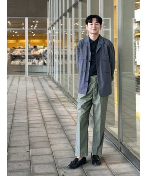パーフェクトスーツファクトリー Perfect Suit FActory バンドカラー 配色ブラウス （L．グリーン） パーフェクトスーツファクトリー Perfect Suit FActory