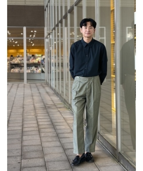 パーフェクトスーツファクトリー Perfect Suit FActory バンドカラー 配色ブラウス （L．グリーン） セール】TOKYO RUN ライトフィット カラーシャツ グリーン