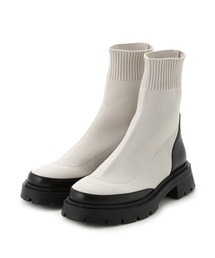 トラックソールニットショートブーツ