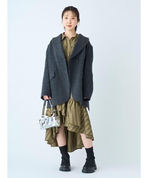 LILY BROWN（リリーブラウン）の「トラックソールニットショートブーツ（パンプス・レディース・アイボリー/ブラック/カーキ・LARGE/SMALL/MEDIUM）」の8枚目の写真