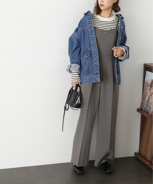 FREE'S MART（フリーズマート）の「バックリボンオールインワン（つなぎ/オールインワン・レディース・グレー/ブラック・SMALL/MEDIUM）」の4枚目の写真