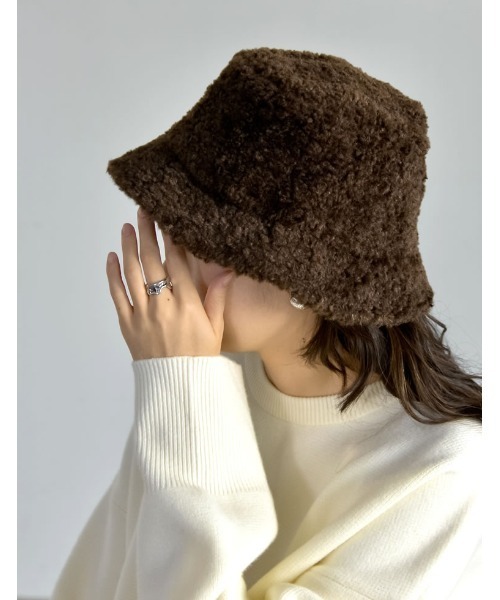 Re:EDIT(リエディ)の「ボアバケットハット(ハット・レディース・ブラック/アイボリー/ブラウン・FREE)」の3枚目の写真