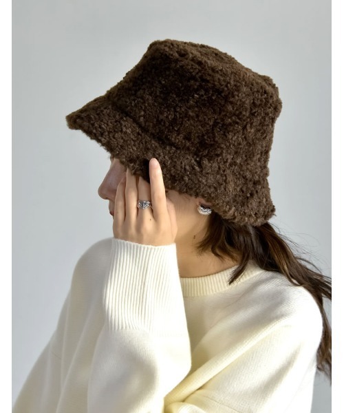 Re:EDIT(リエディ)の「ボアバケットハット(ハット・レディース・ブラック/アイボリー/ブラウン・FREE)」の4枚目の写真