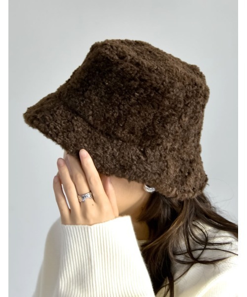 Re:EDIT(リエディ)の「ボアバケットハット(ハット・レディース・ブラック/アイボリー/ブラウン・FREE)」の5枚目の写真