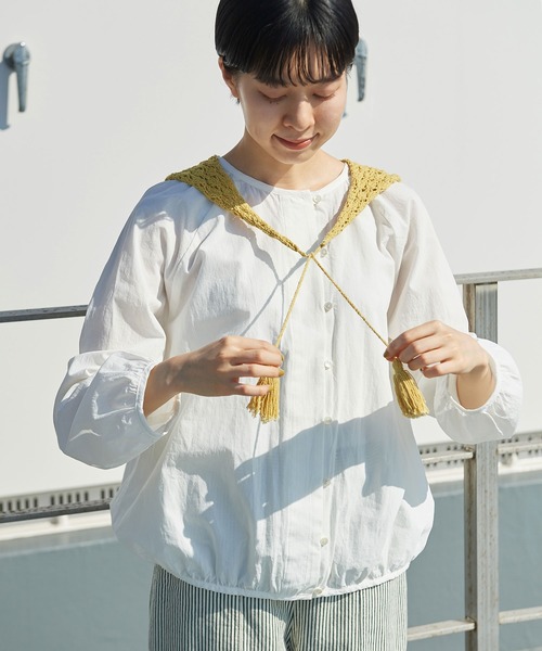 PAR ICI（パーリッシィ）の「ナチュラルトリプルワッシャー/ストライプ ボタンブラウス（シャツ/ブラウス・レディース・ホワイト/ネイビー/サックスブルー・FREE）」の12枚目の写真