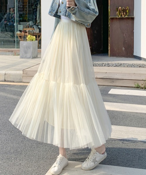 gossip!ロサンゼルス(ゴシップロサンゼルス)の「チュールティアードスカート(スカート・レディース・ブラック/グリーン/オフホワイト/ホワイト・FREE)」の3枚目の写真