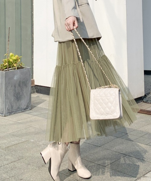 gossip!ロサンゼルス(ゴシップロサンゼルス)の「チュールティアードスカート(スカート・レディース・ブラック/グリーン/オフホワイト/ホワイト・FREE)」の5枚目の写真