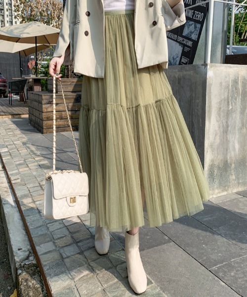 gossip!ロサンゼルス(ゴシップロサンゼルス)の「チュールティアードスカート(スカート・レディース・ブラック/グリーン/オフホワイト/ホワイト・FREE)」の8枚目の写真