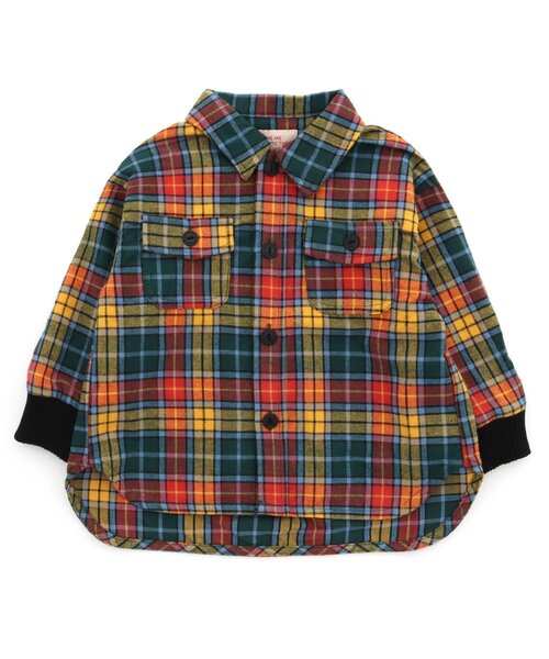 BREEZE（ブリーズ）の「【あったか】ネル起毛チェックシャツ（シャツ/ブラウス・キッズ・レッド/グリーン/レインボー・120/110/140/80/100/90/130）」の2枚目の写真