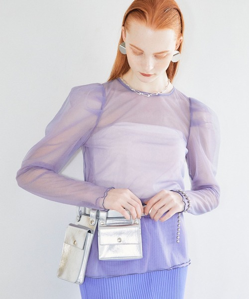 ELLEgirl(エルガール)の「ヴィーガンレザーベルトバッグ【ELLEgirl/エル ガール】(ボディバッグ/ウエストポーチ・レディース・シルバー/ブラック・FREE)」の7枚目の写真