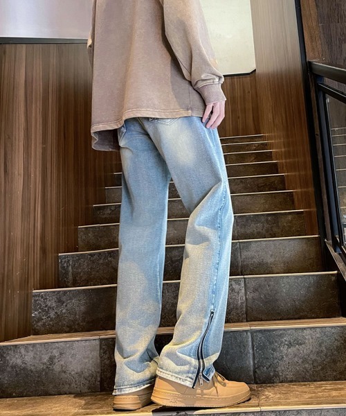 Auntie Rosa（アンティローザ）の「ビンテージウォッシュジップスリットデニムパンツ（デニムパンツ・メンズ・ブルー/ブラック・MEDIUM/X-LARGE/LARGE）」の9枚目の写真