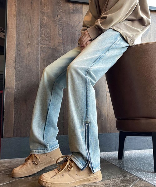 Auntie Rosa（アンティローザ）の「ビンテージウォッシュジップスリットデニムパンツ（デニムパンツ・メンズ・ブルー/ブラック・MEDIUM/X-LARGE/LARGE）」の5枚目の写真