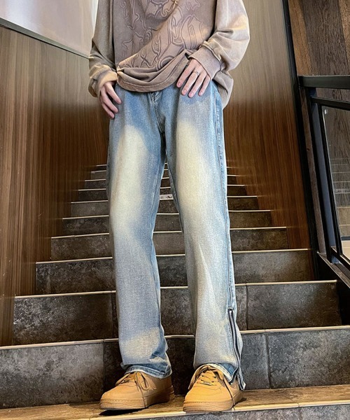 Auntie Rosa（アンティローザ）の「ビンテージウォッシュジップスリットデニムパンツ（デニムパンツ・メンズ・ブルー/ブラック・MEDIUM/X-LARGE/LARGE）」の12枚目の写真