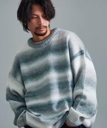 SILVER BULLET | 『CavariA/キャバリア』ヤーン天竺グラデボーダーオーバーサイズクルー長袖ニット(ニット/セーター)