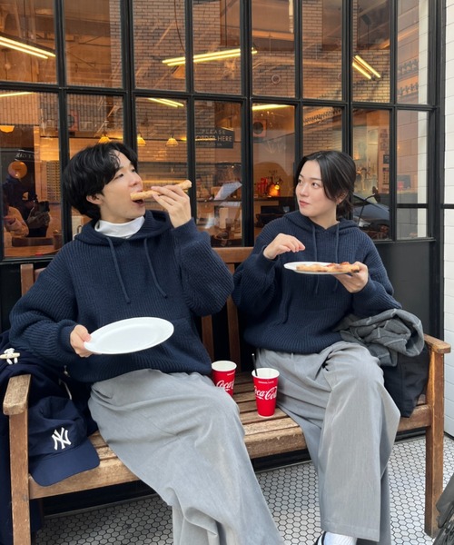 BROKEN BASE(ブロークンベース)の「リラックスニットフーディー(ニット/セーター・メンズ・ネイビー/ブラック・LARGE/MEDIUM)」の4枚目の写真