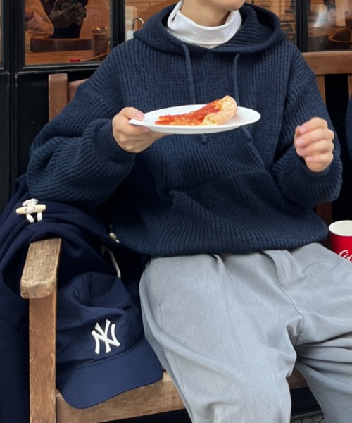 BROKEN BASE(ブロークンベース)の「リラックスニットフーディー(ニット/セーター・メンズ・ネイビー/ブラック・LARGE/MEDIUM)」の14枚目の写真