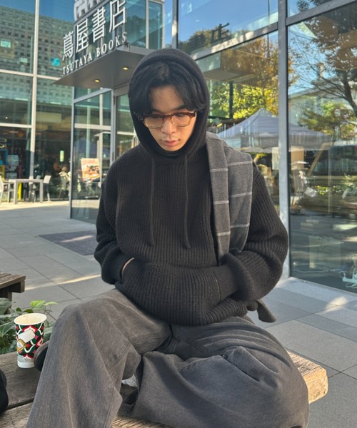 BROKEN BASE(ブロークンベース)の「リラックスニットフーディー(ニット/セーター・メンズ・ネイビー/ブラック・LARGE/MEDIUM)」の12枚目の写真