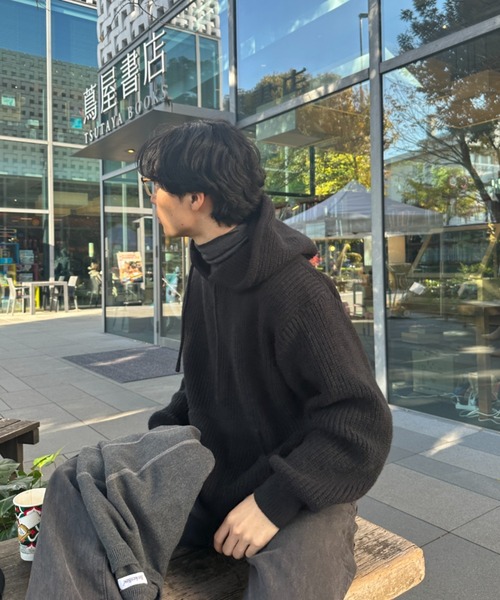 BROKEN BASE(ブロークンベース)の「リラックスニットフーディー(ニット/セーター・メンズ・ネイビー/ブラック・LARGE/MEDIUM)」の13枚目の写真