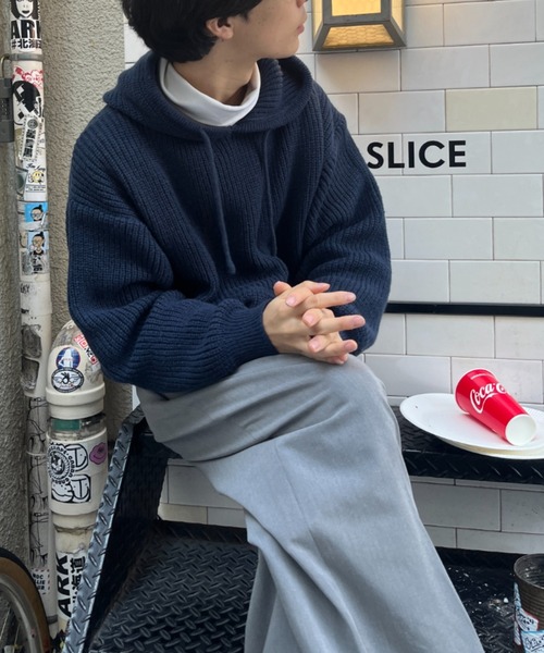 BROKEN BASE(ブロークンベース)の「リラックスニットフーディー(ニット/セーター・メンズ・ネイビー/ブラック・LARGE/MEDIUM)」の15枚目の写真