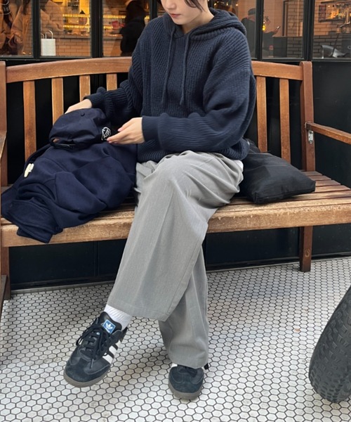 BROKEN BASE(ブロークンベース)の「リラックスニットフーディー(ニット/セーター・メンズ・ネイビー/ブラック・LARGE/MEDIUM)」の6枚目の写真