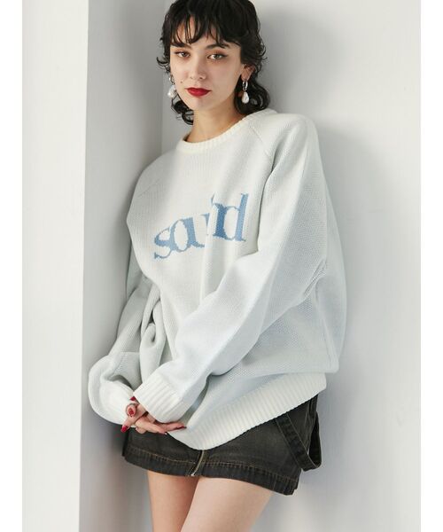 jouetie（ジュエティ）の「ジャカードロゴニット（ニット/セーター・レディース・ブラック/ピンク/オフホワイト・MEDIUM）」の7枚目の写真