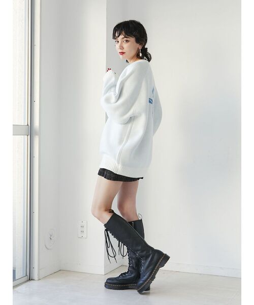 jouetie（ジュエティ）の「ジャカードロゴニット（ニット/セーター・レディース・ブラック/ピンク/オフホワイト・MEDIUM）」の11枚目の写真