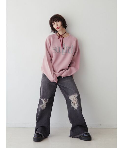 jouetie（ジュエティ）の「ジャカードロゴニット（ニット/セーター・レディース・ブラック/ピンク/オフホワイト・MEDIUM）」の17枚目の写真