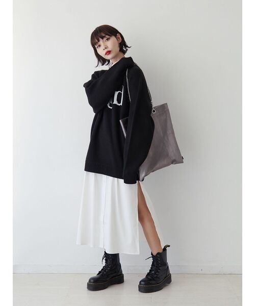 jouetie（ジュエティ）の「ジャカードロゴニット（ニット/セーター・レディース・ブラック/ピンク/オフホワイト・MEDIUM）」の4枚目の写真