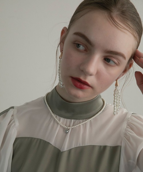 BONLECILL noir（ボンルシールノワール）の「【BONLECILL noir】ハートモチーフパールネックレス（ネックレス・レディース・シルバー/ゴールド・FREE）」の3枚目の写真