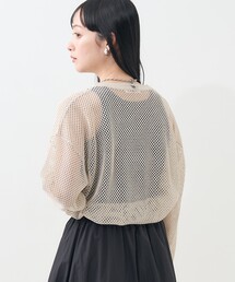カラー メッシュプルオーバー/ ラメ メッシュトップス/シアートップス