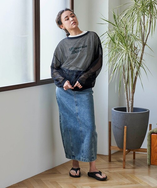 FREAK'S STORE（フリークスストア）の「カラー メッシュプルオーバー/ ラメ メッシュトップス/シアートップス（Tシャツ/カットソー・レディース・ベージュ/ピンク/ブラック/サックスブルー・ﾌﾘ-）」の8枚目の写真
